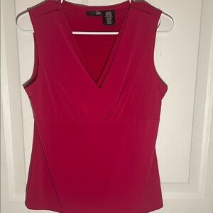 East 5th Bold Red Sleeveless V-Neck Blouse